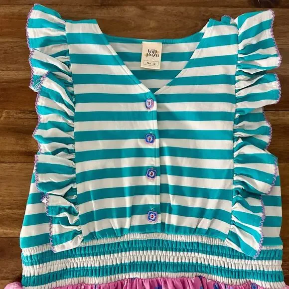 Wildflowers La La Land Jessica Day Dress 12 Green Striped Pink Floral Knit Wildflowers La La Land Jessica Day Dress 12 Green Striped Pink Floral Knit